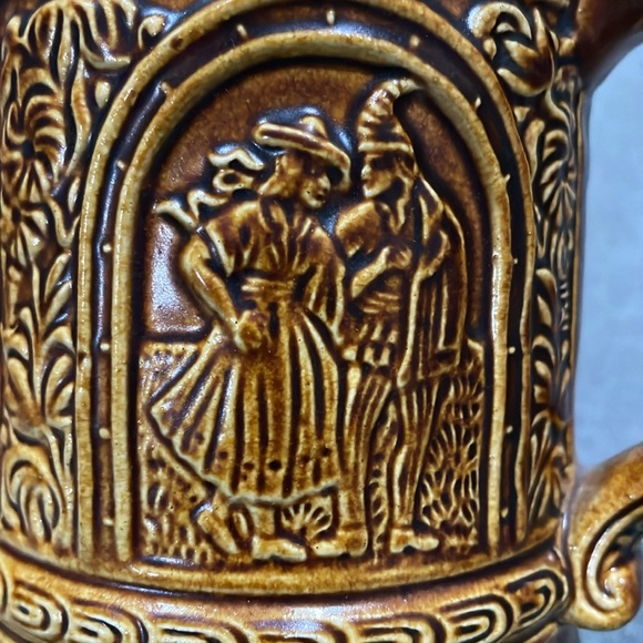 Vintage Beer Stein with Pewter Lid and Scene People drinking and dancing - Picture 10 of 15